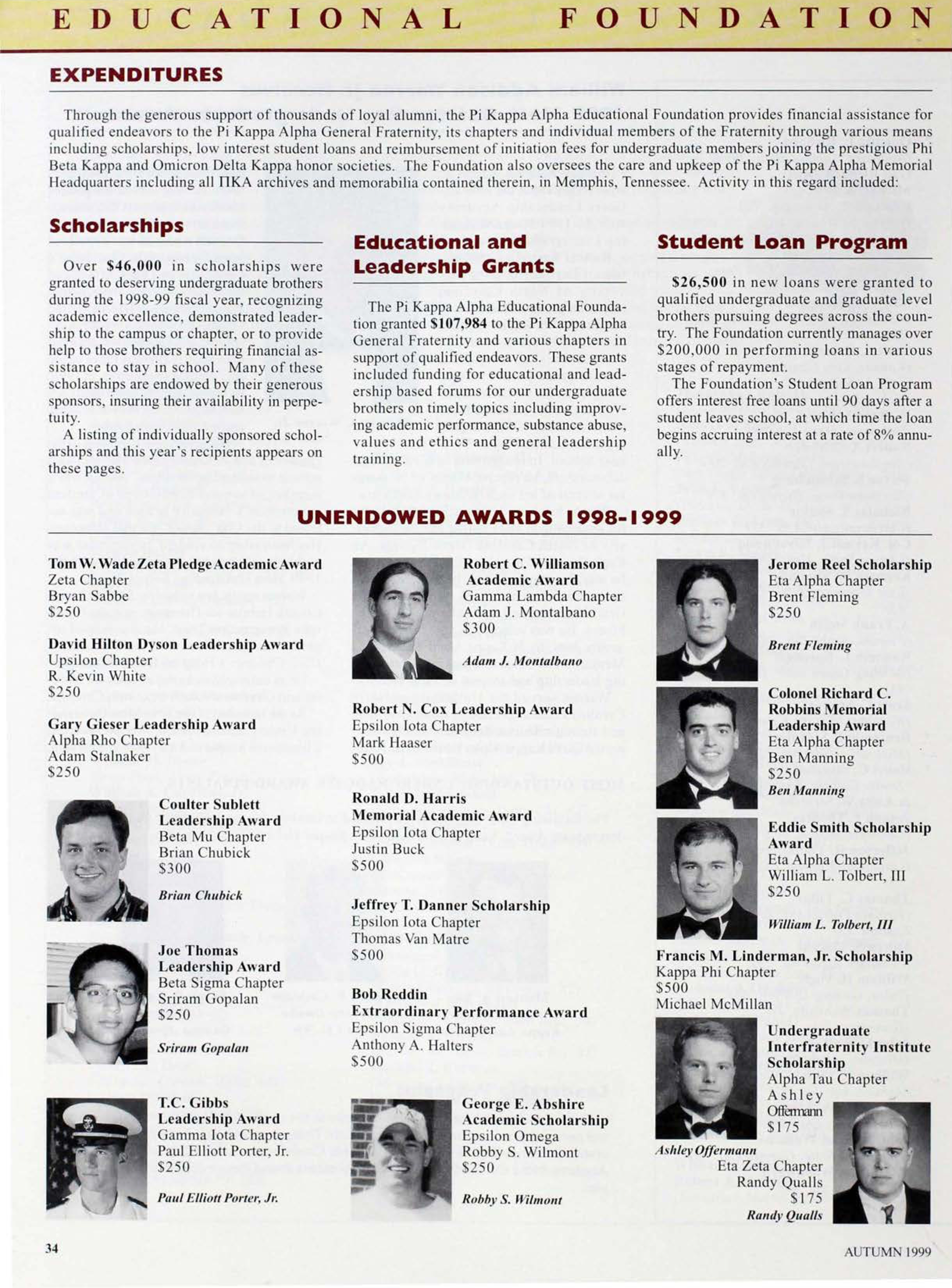 Unendowed Awards 1998-1999